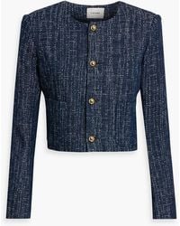 FRAME - Cropped Cotton-tweed Jacket - Lyst