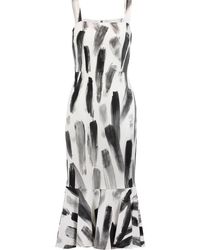 Dolce & Gabbana - Printed Crepe Midi Dress - Lyst