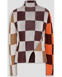 Stine Goya - Checked Jacquard-Knit Turtleneck Sweater - Lyst