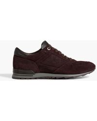 Canali - Leather-trimmed Suede Sneakers - Lyst