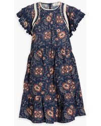 Sea - Robina Ruffled Floral-print Cotton-voile Mini Dress - Lyst