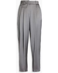 Giorgio Armani - Silk-twill Tapered Pants - Lyst