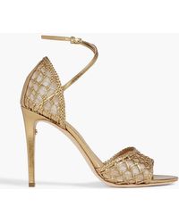 Ferragamo - Ines Braided Leather And Tulle Sandals - Lyst