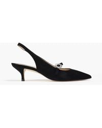 Stuart Weitzman - Aura 50 Crystal-Embellished Suede Slingback Mary Jane Pumps - Lyst