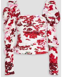 Aje. - Marlene Pleated Floral-print Cotton Top - Lyst