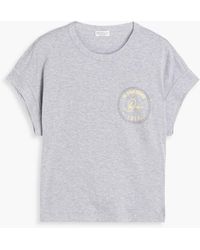 Brunello Cucinelli - T-shirt aus baumwoll-jersey mit print und zierperlen - Lyst