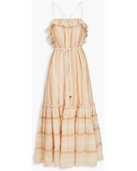 Zimmermann - Ruffled Striped Cotton-blend Maxi Dress - Lyst