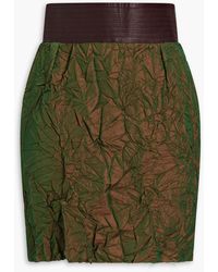 Officine Generale - Kaia Leather-paneled Crinkled Twill Mini Skirt - Lyst