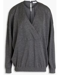 Brunello Cucinelli - Bead-embellished Mélange Cashmere And Silk-blend Sweater - Lyst