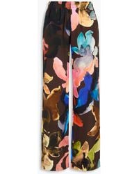Stine Goya - Floral-Print Tencel Lyocell-Blend Satin Wide-Leg Pants - Lyst