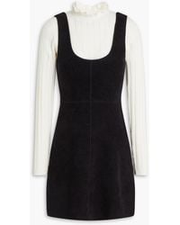 Sandro - Bouclé-paneled Pointelle-knit Mini Dress - Lyst