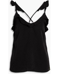 Love Stories - Carmen Ruffled Lace-trimmed Satin-jacquard Camisole - Lyst