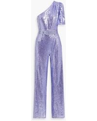 ONE33 SOCIAL - One-shoulder Sequined Tulle Wide-leg Jumpsuit - Lyst