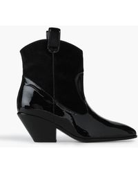 Giuseppe Zanotti - Patent-leather And Velvet Ankle Boots - Lyst