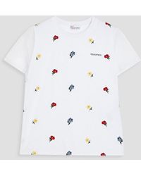 RED Valentino - Embroidered Cotton-jersey T-shirt - Lyst