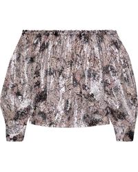 IRO - Tuireo Off-the-shoulder Printed Fil Coupé Silk-blend Top - Lyst