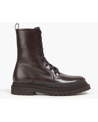 Brunello Cucinelli - Bead-Embellished Leather Combat Boots - Lyst
