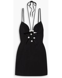 Area - Cutout Crystal-embellished Ponte Mini Dress - Lyst