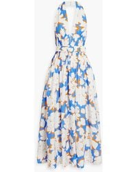 Nicholas - Calliope Pintucked Floral-print Linen Halterneck Maxi Dress - Lyst