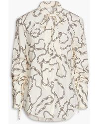 Veronica Beard - Pussy-bow Printed Silk-blend Crepe De Chine Blouse - Lyst