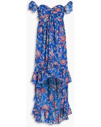 MISA Los Angles - Xirena Off-The-Shoulder Ruffled Floral-Print Georgette Maxi Dress - Lyst