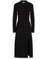 Sandro - Crystal-embellished Knitted Midi Dress - Lyst