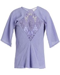 Antik Batik - Sola Crocheted Lace-paneled Cotton-gauze Top - Lyst