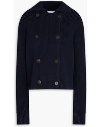 Vince - Double-Breasted Ribbed Cotton-Blend Cardigan - Lyst