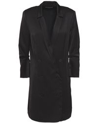 Halston Double-breasted Satin Mini Tuxedo Dress - Black