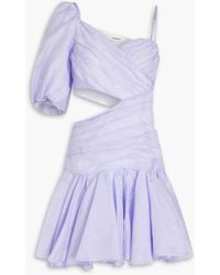 Sandro - One-sleeve Cutout Linen-blend Gauze Mini Dress - Lyst