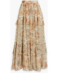 Etro - Ruffled Paisley-print Cotton And Silk-blend Voile Maxi Skirt - Lyst