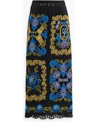 FARM Rio - Cotton-Guipure Lace Midi Skirt - Lyst