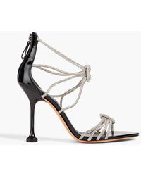 Alexandre Birman - Vicky 100 Crystal-embellished Knotted Patent-leather Sandals - Lyst