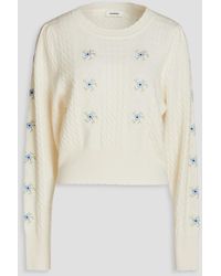 Sandro - Embroidered Wool And Cashmere-blend Sweater - Lyst