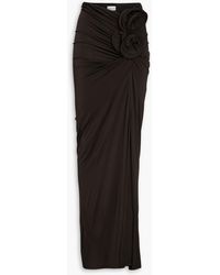 Magda Butrym - Draped Floral-appliquéd Jersey Maxi Skirt - Lyst