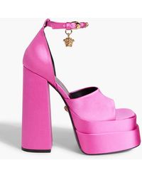 Versace - Medusa Aevitas Embellished Satin Platform Sandals - Lyst