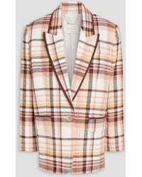 Zimmermann - Karierter blazer aus einer leinen-baumwollmischung - Lyst