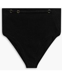 Womens Clothing Lingerie Knickers and underwear Jacquemus Cutout Ribbed Linen-blend High-rise Briefs in Green 