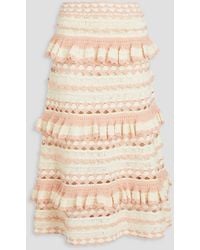 Zimmermann - Tiered Crocheted Cotton Midi Skirt - Lyst