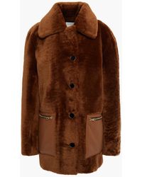 Sandro Sherly Leather \u0026 Shearling Coat 