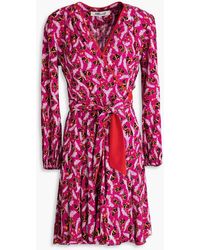Diane von Furstenberg - Linsey Printed Crepe Mini Wrap Dress - Lyst