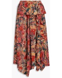 Ulla Johnson - Ursa Ruffled Floral-print Silk Crepe De Chine Midi Skirt - Lyst