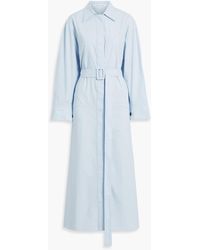 Another Tomorrow - Belted Cotton-poplin Maxi Shirt Dress - Lyst