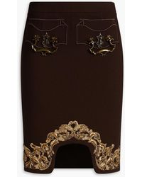 Moschino - Embellished Crepe Pencil Skirt - Lyst