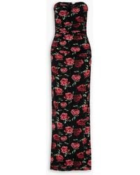 Magda Butrym - Ruched Floral-print Stretch-jersey Bustier Gown - Lyst