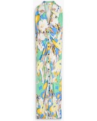 Diane von Furstenberg - Maren Ruched Printed Jersey Midi Shirt Dress - Lyst