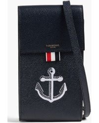 Thom Browne - Smartphone-pochette aus narbenleder mit stickereien - Lyst