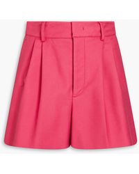 RED Valentino - Pleated Cotton-blend Shorts - Lyst