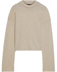 Theory Whipstitch-trimmed Cashmere Jumper - Natural