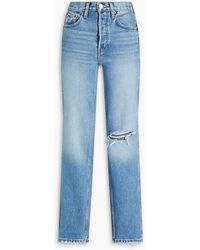 RE/DONE - 90s Distressed High-rise Straight-leg Jeans - Lyst